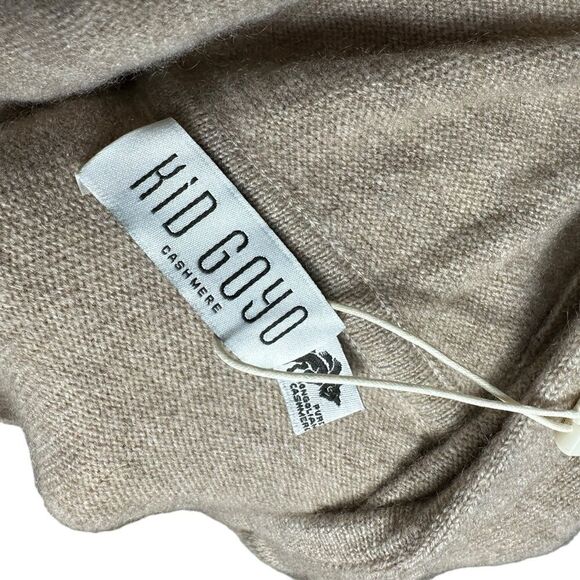 Kid Goyo Tan Pure Mongolian Cashmere Zip Up Long Sleeve Sweater - Picture 6 of 8